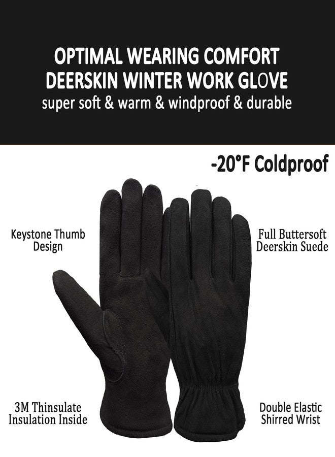 SKYDEER Winter Work Gloves with Windproof & Wear-Resistant & Thick Full Deerskin Leather Suede and 3M Thinsulate Insulation (SD8671T/L) - Image 2